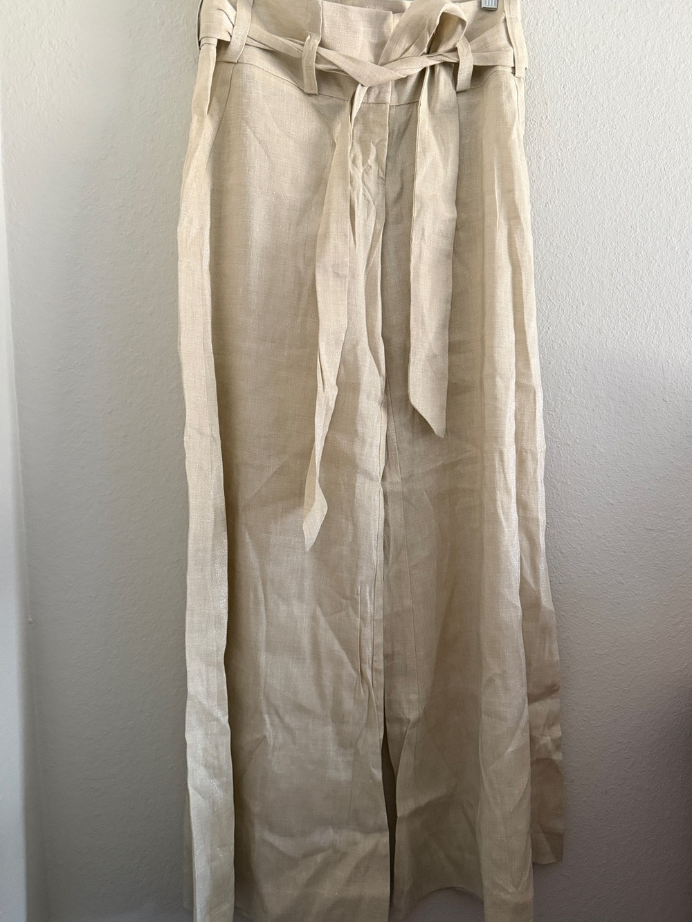 Vintage Lotta Stensson Pants Flare Low Rise Y2K Linen Glitter Ivory Size 4